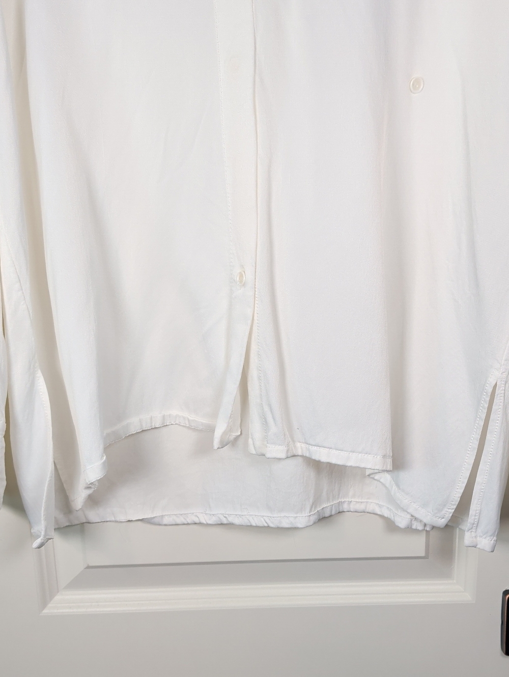 Zara White Button-Up Silk Blouse - Picture 9 of 11